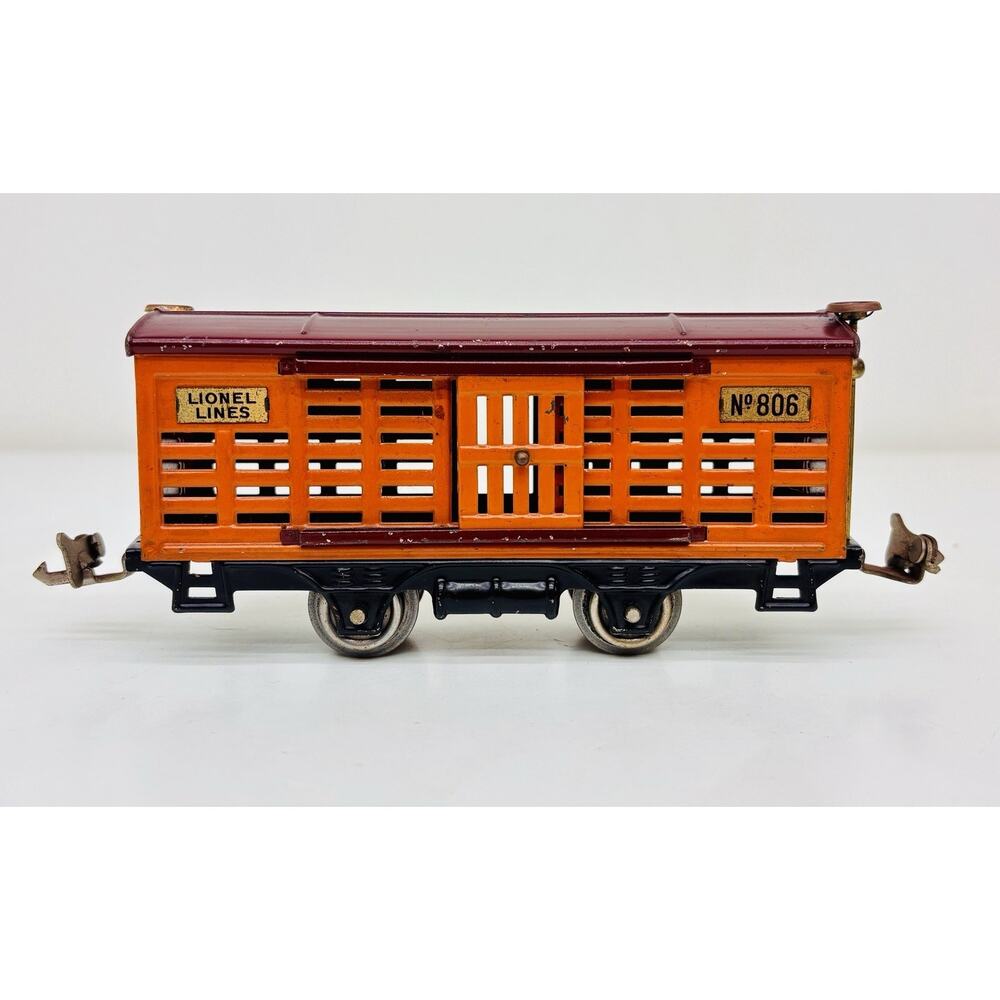 Lionel Prewar O 806 Cattle Stock Car Orange & Maroon